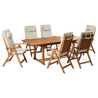 Beliani Garden Dining Set 6 Seater Java Premium Acacia Wood Taupe - image 1