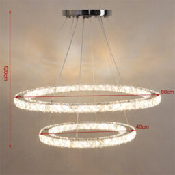 Living And Home Modern 2 Tier Round Adjustable Linear Hanging Crystal Led Ceiling Pendant Light 60Cm Dimmable - thumbnail 5