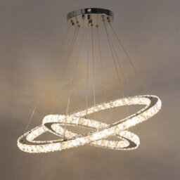 Living And Home Modern 2 Tier Round Adjustable Linear Hanging Crystal Led Ceiling Pendant Light 60Cm Dimmable - thumbnail 6