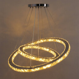 Living And Home Modern 2 Tier Round Adjustable Linear Hanging Crystal Led Ceiling Pendant Light 60Cm Dimmable - thumbnail 4