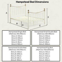 OAT Home Hampstead Traditional White & Polished Brass Double Metal Bed Frame - thumbnail 9
