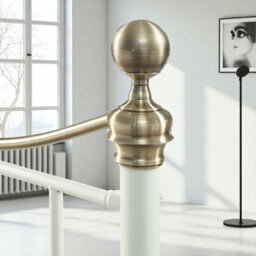 OAT Home Hampstead Traditional White & Polished Brass Double Metal Bed Frame - thumbnail 5