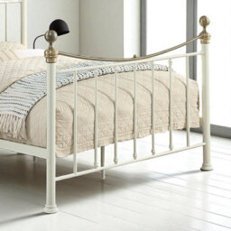 OAT Home Hampstead Traditional White & Polished Brass Double Metal Bed Frame - thumbnail 4