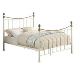 OAT Home Hampstead Traditional White & Polished Brass Double Metal Bed Frame - thumbnail 7