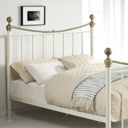 OAT Home Hampstead Traditional White & Polished Brass Double Metal Bed Frame - thumbnail 3