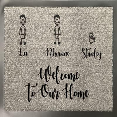 One Of A Kind Design Uk Personalised 3 Character Nylon Doormat - Grey (40Cm X 60Cm) - image 1