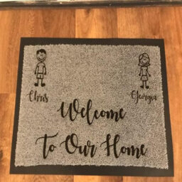 One Of A Kind Design Uk Personalised 3 Character Nylon Doormat - Grey (40Cm X 60Cm) - thumbnail 4