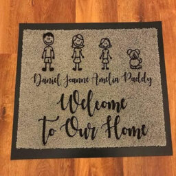 One Of A Kind Design Uk Personalised 3 Character Nylon Doormat - Grey (40Cm X 60Cm) - thumbnail 5