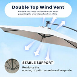 Abrihome 2.35M Beige Outdoor Parasol With Uv Protective Polyester Fabric, Garden Umbrella Ideal For Patio - thumbnail 4