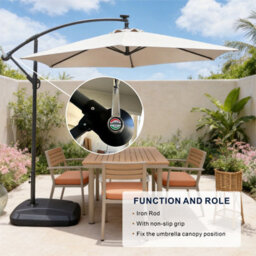Abrihome 2.35M Beige Outdoor Parasol With Uv Protective Polyester Fabric, Garden Umbrella Ideal For Patio - thumbnail 6