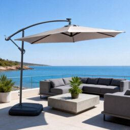 Abrihome 2.35M Beige Outdoor Parasol With Uv Protective Polyester Fabric, Garden Umbrella Ideal For Patio - thumbnail 2