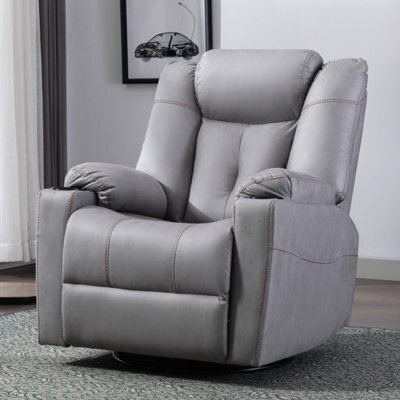More4Homes Afton Fabric Recliner Rocking Swivel Gaming Cinema Lounge Sofa Chair (Grey) - image 1
