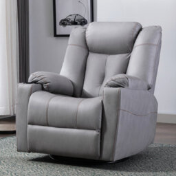 More4Homes Afton Fabric Recliner Rocking Swivel Gaming Cinema Lounge Sofa Chair (Grey)