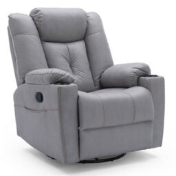 More4Homes Afton Fabric Recliner Rocking Swivel Gaming Cinema Lounge Sofa Chair (Grey) - thumbnail 2
