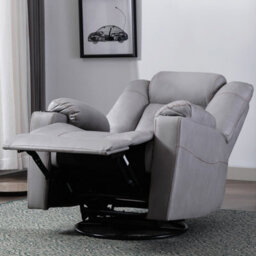 More4Homes Afton Fabric Recliner Rocking Swivel Gaming Cinema Lounge Sofa Chair (Grey) - thumbnail 8
