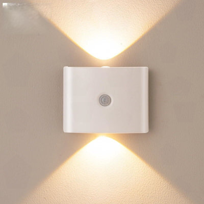 Amorly Wiring Free Rechargeable Wall Light, Wireless Bedside Ambience Night Lamp, Stairway Motion Sensor Light (White) - image 1