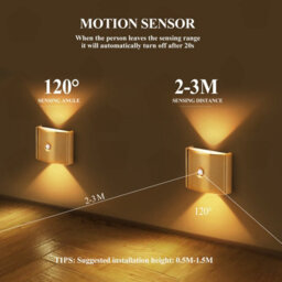 Amorly Wiring Free Rechargeable Wall Light, Wireless Bedside Ambience Night Lamp, Stairway Motion Sensor Light (White) - thumbnail 6