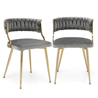 Gainoom Set Of 2 Dining Chairs Upholstered Armless Velvet Accent Chair With Woven Back - image 1