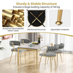 Gainoom Set Of 2 Dining Chairs Upholstered Armless Velvet Accent Chair With Woven Back - thumbnail 6