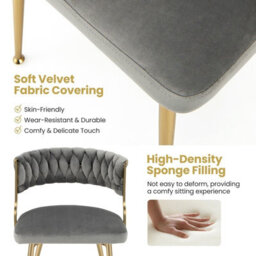 Gainoom Set Of 2 Dining Chairs Upholstered Armless Velvet Accent Chair With Woven Back - thumbnail 7