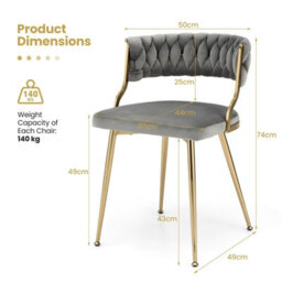 Gainoom Set Of 2 Dining Chairs Upholstered Armless Velvet Accent Chair With Woven Back - thumbnail 2