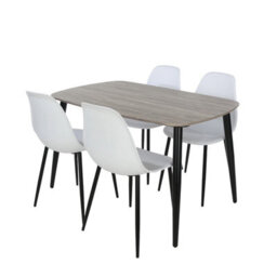 Core Products Aspen Grey Oak Effect 120Cm Rectangular Dining Table With 4 White Plastic Curve Design Chairs - thumbnail 2