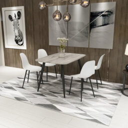 Core Products Aspen Grey Oak Effect 120Cm Rectangular Dining Table With 4 White Plastic Curve Design Chairs - thumbnail 1