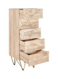 Buttercup Farm Light Gold Tall Chest Of Drawers - Solid Mango Wood - L40 X W45 X H120 Cm - thumbnail 5