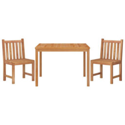 Berkfield 3 Piece Garden Dining Set Solid Wood Teak - thumbnail 3