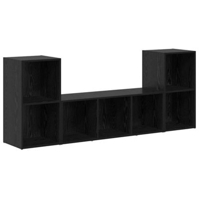 Berkfield Modern Tv Cabinet Set 3 Pcs Black 107 X 35 X 37 Cm Engineered Wood