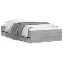 Berkfield Bed Frame With Drawers Without Mattress Grey Sonoma 90X200 Cm - thumbnail 2