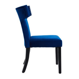 Darphe Set Of 2 Blue Velvet Dining Chairs With Wooden Legs, 58.5Cm(W) X 58Cm(D) X 90Cm(H) - thumbnail 5
