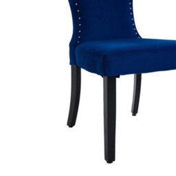 Darphe Set Of 2 Blue Velvet Dining Chairs With Wooden Legs, 58.5Cm(W) X 58Cm(D) X 90Cm(H) - thumbnail 7