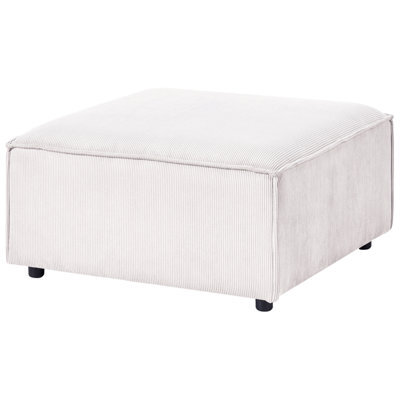 Wyld And Coco Element Off-White Corduroy Square Ottoman 86 X 86 Cm With Black Legs - image 1