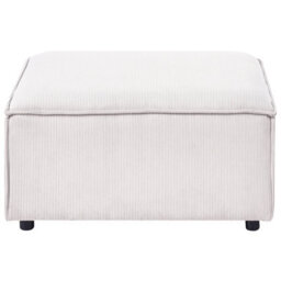 Wyld And Coco Element Off-White Corduroy Square Ottoman 86 X 86 Cm With Black Legs - thumbnail 5