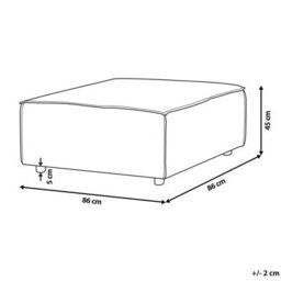 Wyld And Coco Element Off-White Corduroy Square Ottoman 86 X 86 Cm With Black Legs - thumbnail 4