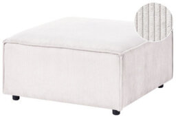 Wyld And Coco Element Off-White Corduroy Square Ottoman 86 X 86 Cm With Black Legs - thumbnail 3