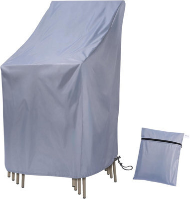 Waterproof, Windproof, Uv-Resistant Oxford Garden Chair Cover For Stackable Chairs, High-Back 64X64X70 120 Cm (Grey) - image 1
