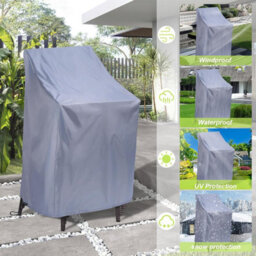 Waterproof, Windproof, Uv-Resistant Oxford Garden Chair Cover For Stackable Chairs, High-Back 64X64X70 120 Cm (Grey) - thumbnail 6