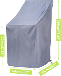 Waterproof, Windproof, Uv-Resistant Oxford Garden Chair Cover For Stackable Chairs, High-Back 64X64X70 120 Cm (Grey) - thumbnail 5