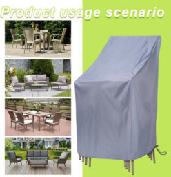 Waterproof, Windproof, Uv-Resistant Oxford Garden Chair Cover For Stackable Chairs, High-Back 64X64X70 120 Cm (Grey) - thumbnail 4