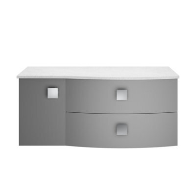 Hudson Reed Sarenna Wall Hung Rh 2 Drawer 1 Door Vanity Unit & White Marble Top, Dove Grey, 1012 X 504 X 446mm - image 1