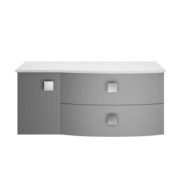 Hudson Reed Sarenna Wall Hung Rh 2 Drawer 1 Door Vanity Unit & White Marble Top, Dove Grey, 1012 X 504 X 446mm - thumbnail 5