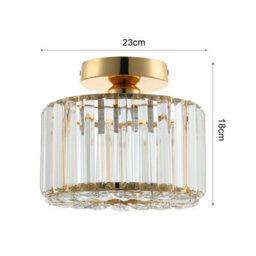 Living And Home Modern Round Crystal Shade Golden Base Mount Ceiling Light Chandelier - thumbnail 5