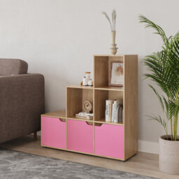 Urbn-Living 6-Cube Step Shelving Unit With Wooden Door - thumbnail 2