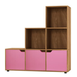 Urbn-Living 6-Cube Step Shelving Unit With Wooden Door - thumbnail 3