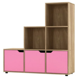 Urbn-Living 6-Cube Step Shelving Unit With Wooden Door - thumbnail 1