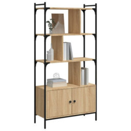 Walplus Bookcase With Doors Sonoma Oak 76.5X30X154.5 Cm Engineered Wood - thumbnail 3