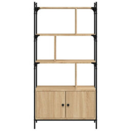 Walplus Bookcase With Doors Sonoma Oak 76.5X30X154.5 Cm Engineered Wood - thumbnail 5