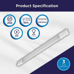 Pack Of 30 Bright Source 2Ft Led Batten Light Ip65 Cool White 4000K 9W 900Lm Waterproof Integrated Led - thumbnail 2